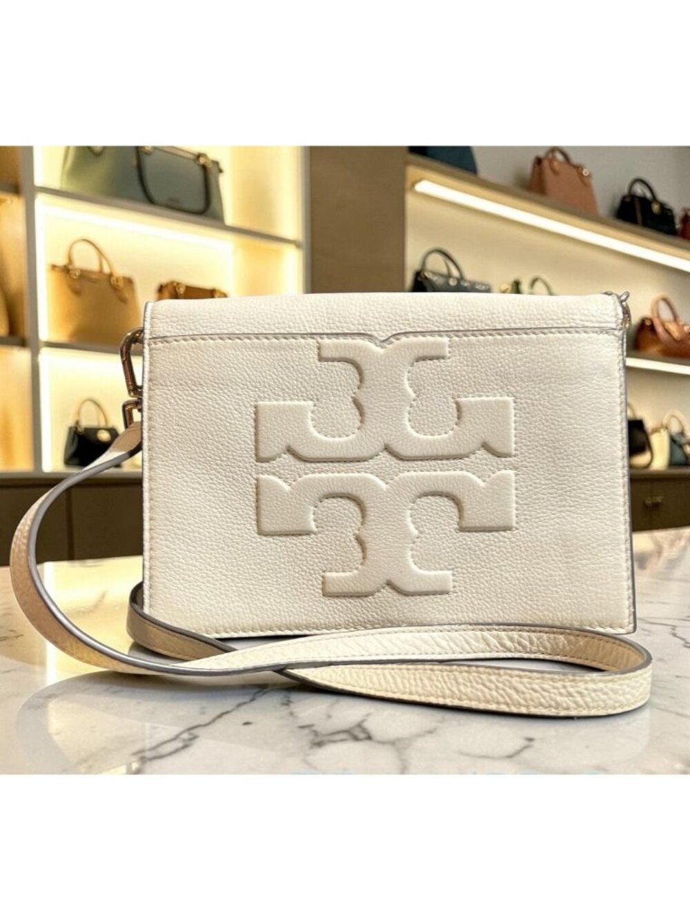 TORY BURCH WHITE LEATHER BOMBE SHOULDER BAG/CROSSBODY